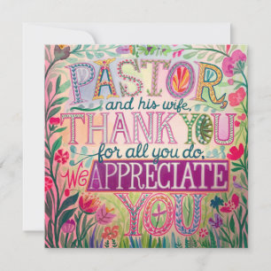 Cartão De Agradecimento ✝️ Pastor Aniversário de Apreciação da Esposa do P