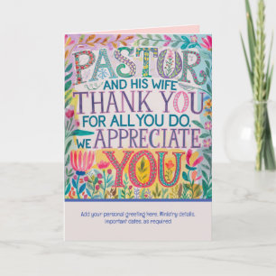 Cartão De Agradecimento ✝️ Pastor Aniversário de Apreciação da Esposa do P
