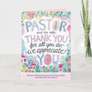 Cartão De Agradecimento ✝️ Pastor Aniversário de Apreciação da Esposa do P