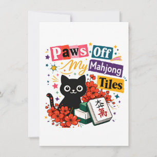 Cartão De Agradecimento Patas fora dos meus azulejos de Mahjong Gato Preto