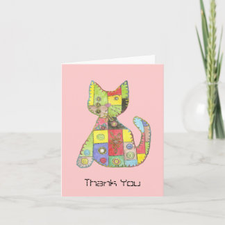 Cartão De Agradecimento Patchwork Cat thank you card