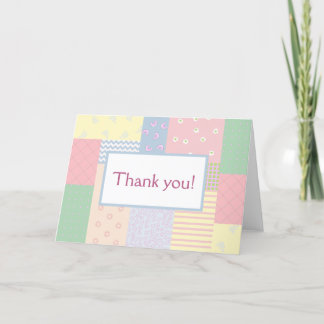 Cartão De Agradecimento Patchwork de Pastel