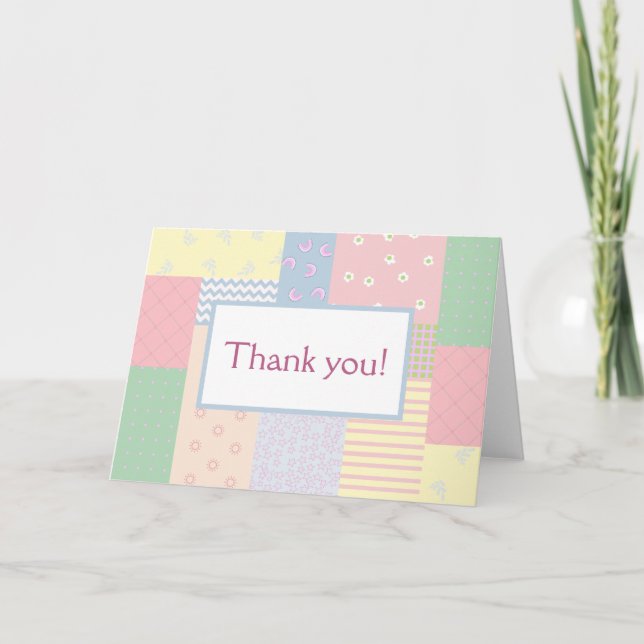 Cartão De Agradecimento Patchwork de Pastel (Frente)