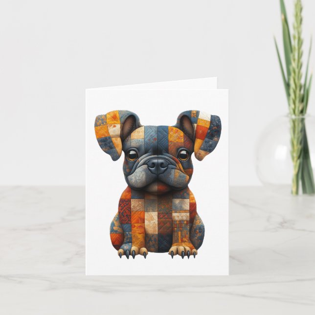Cartão De Agradecimento Patchwork Frenchie Greeting Card (Frente)