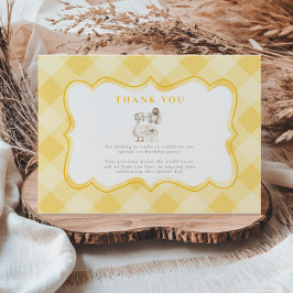 Cartão De Agradecimento Pato Bobo 1º Aniversário Xadrez Amarelo