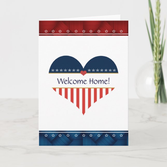 Cartão De Agradecimento Patriotic Heart Welcome Home Blank Greeting Card (Frente)