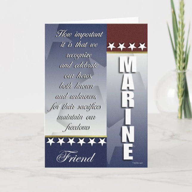Cartão De Agradecimento Patriotic Marine Troop Support Card for Friend (Frente)