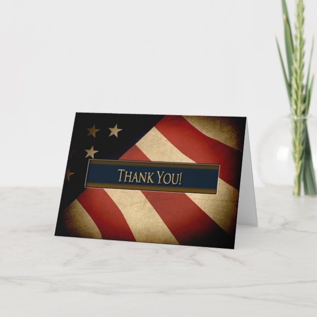 CARTÃO DE AGRADECIMENTO PATRIOTIC - THANK YOU - WEATHERED FLAG (Frente)
