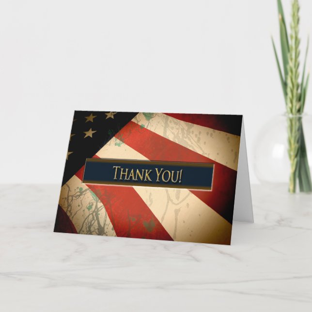 CARTÃO DE AGRADECIMENTO PATRIOTIC - THANK YOU - WEATHERED FLAG (Frente)
