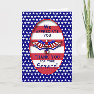 CARTÃO DE AGRADECIMENTO PATRIOTIC - USA - THANK YOU FOR YOUR SERVICE