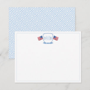 Cartão De Agradecimento Patriótico Vermelho Branco E Azul Três Letras Mono