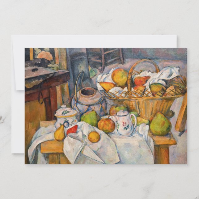 Cartão De Agradecimento Paul Cezanne - Natureza Morta com Cesta (Frente)