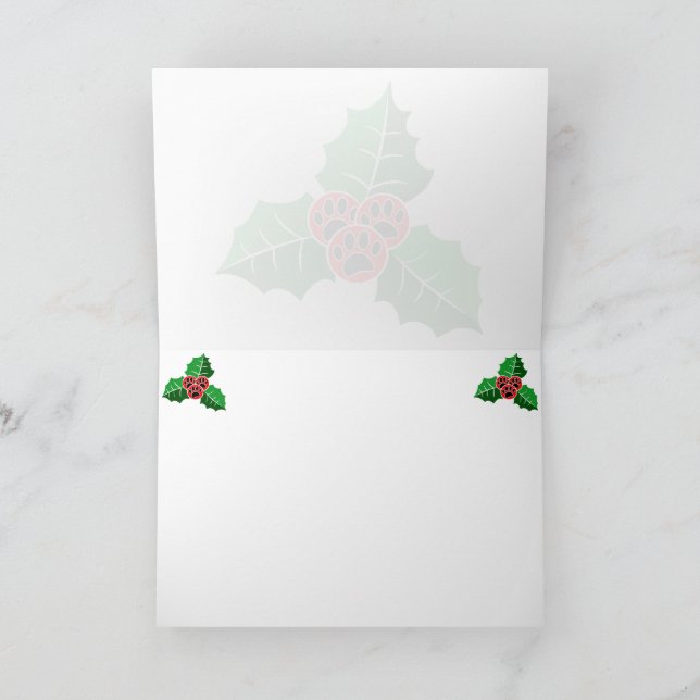 Cartão De Agradecimento Paw Holly Leaves Christmas Blank Add Text (Interior)