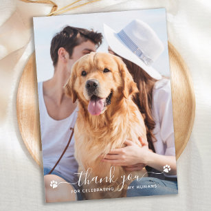 Cartão De Agradecimento Paw Prints Personalized Pet Photo Dog Wedding