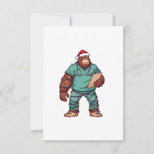 Cartão De Agradecimento Pé Grande Sasquatch Enfermeira Natal Saúde