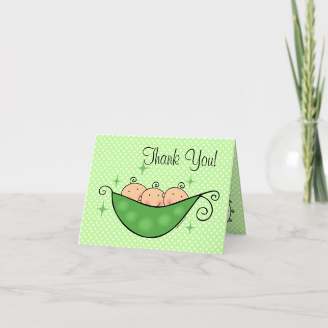 Cartão De Agradecimento Pea In My Pod Triplets Thank You Note Card (Frente)