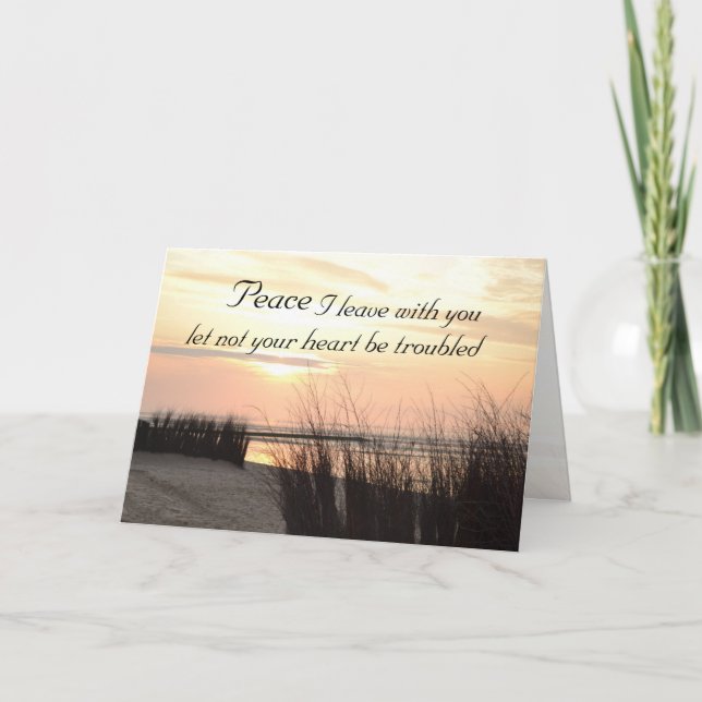 Cartão De Agradecimento Peace I leave with you, Bible Ocean Sunset Custom (Frente)