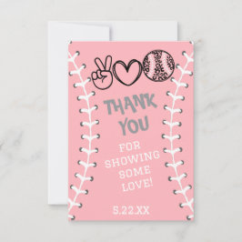 Cartão De Agradecimento Peace Love Softball Birthday