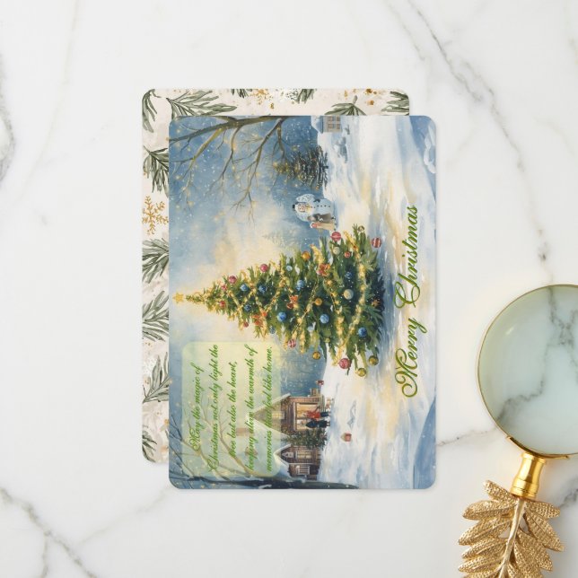 Cartão De Agradecimento Peaceful Holiday Scenery & Festive Charm (Frente/Verso In Situ)