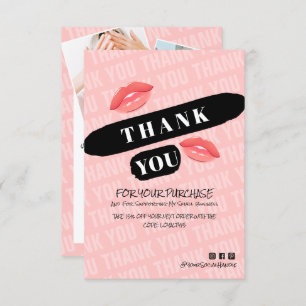 Cartão De Agradecimento Peach Black Brushaft Ordem de Foto do Beijo de Pês