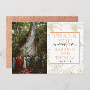 Cartão De Agradecimento Peach Costa Rica Foto de Casamento Obrigado