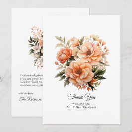 Cartão De Agradecimento Peach Fuzz Floral Wedding