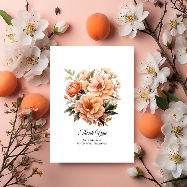 Cartão De Agradecimento Peach Fuzz Floral Wedding (Peach Fuzz Wedding)