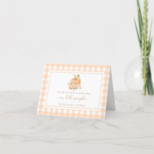 Cartão De Agradecimento Peach Gingham Fall Pumpkin Obrigado