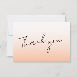 Cartão De Agradecimento Peach Orange Fuzz Elegante Casamento Manuscrito