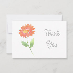 Cartão De Agradecimento Peach Watercolor Daisy