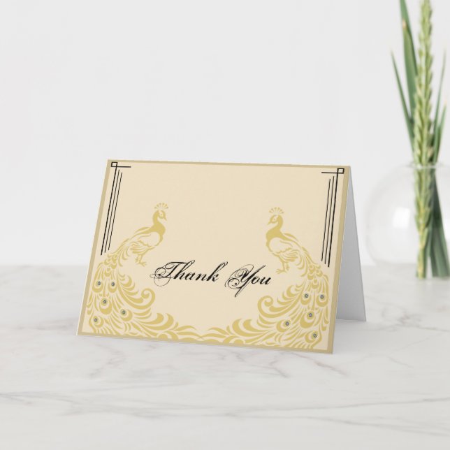 Cartão De Agradecimento Peacock Elegance Art Deco Flair Thank You card (Frente)