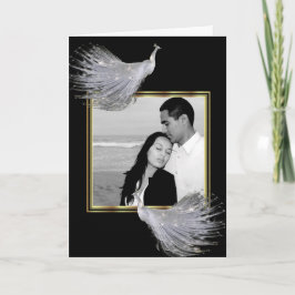 Cartão De Agradecimento Peacock Elegance in Black, Gold, White Thank You