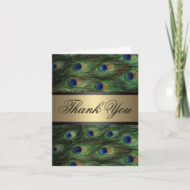 Cartão De Agradecimento Peacock Feather Thank You Card (Frente)