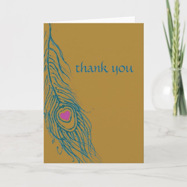 Cartão De Agradecimento Peacock Heart Thank You Card (Frente)