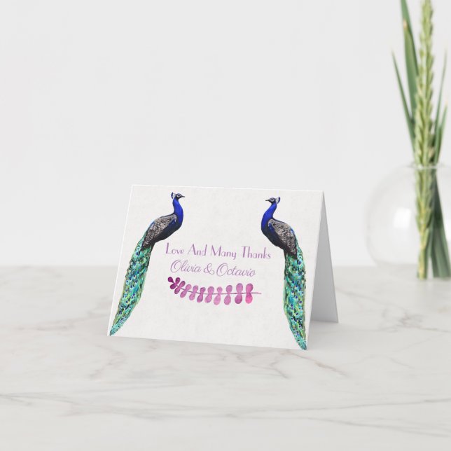 Cartão De Agradecimento Peacock Wedding (Frente)