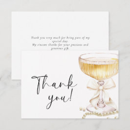 Cartão De Agradecimento Pearls and Prosecco Bridal Shower