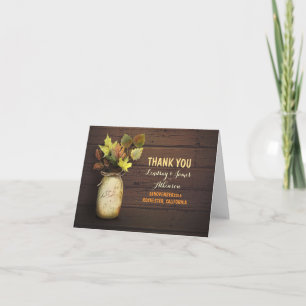 Cartão De Agradecimento Pedra de pedreiro e folhas de outono, obrigado car