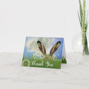 Cartão De Agradecimento Peek a Boo Bunny Céu Azul e Nuvens
