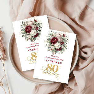 Cartão de Agradecimento pelos 80 Anos Chic Blush B