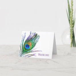 Cartão De Agradecimento Pena de pavão em aquarela
