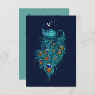 Cartão De Agradecimento Penas de Pavão Azul Pavões