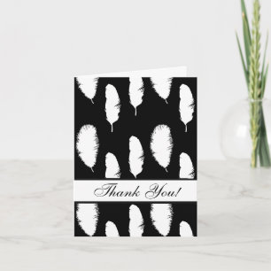 Cartão De Agradecimento Penas Negras e Brancas Obrigado