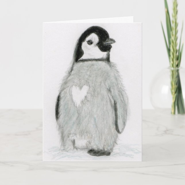 CARTÃO DE AGRADECIMENTO PENGUIN WITH A HEART!  GREETINGS ALL OCCASIONS (Frente)