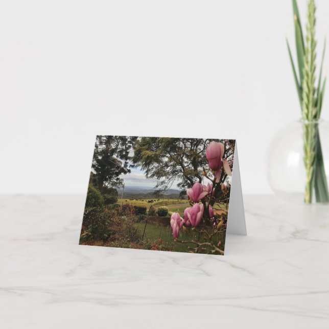 Cartão De Agradecimento Pensando em sua placa de Magnolias Rosa (Frente)