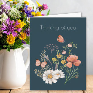 Cartão De Agradecimento Pensando em você, Flor de Flor Botânica Boho