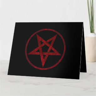 Cartão De Agradecimento Pentagrama do diabo vermelho