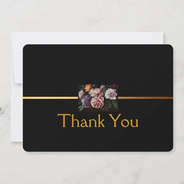 Cartão De Agradecimento Peônias que pintam o obrigado da simpatia 2 você (Frente)