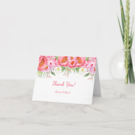 Cartão De Agradecimento Peônias Rosa Florais Aquarela Casamento Agradecime
