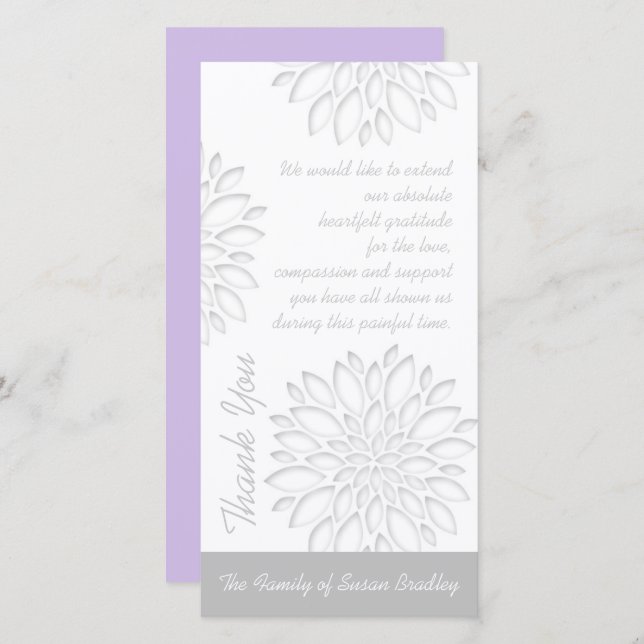 Cartão De Agradecimento Peonies Digital Paper Cut Out 3 Simpatia Obrigado (Frente/Verso)