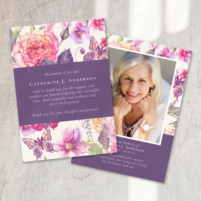 Cartão De Agradecimento Peony Floral Simpatia Funeral (Criador carregado)